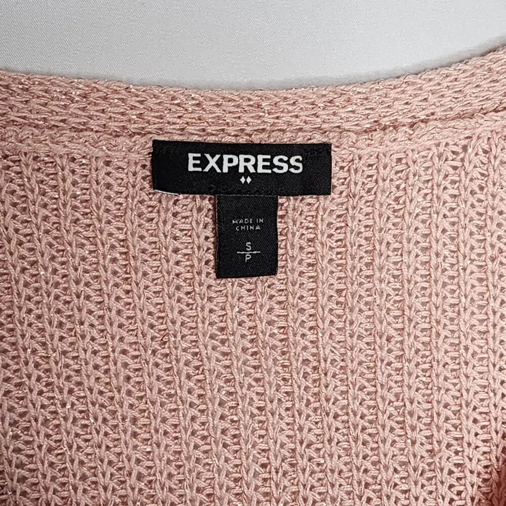 Express Pink Metallic Short Sleeve Sweater Women's Size Small